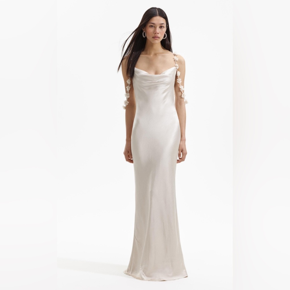 Self Portrait - beige silk maxi dress (size US 4)